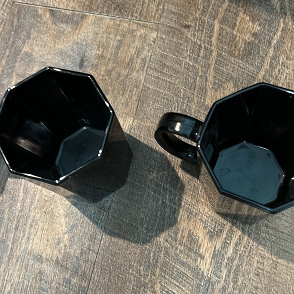 Arcoroc France Octime Black Octagonal Glass Dinnerware - Mugs 4 Set - Picture 4 of 7